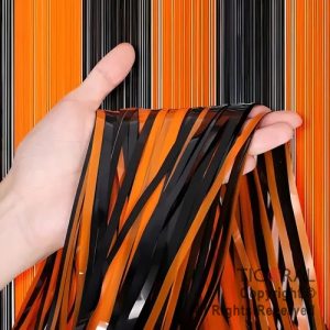 CORTINA METALIZADA BICOLOR HALLOWEEN NEGRO NARANJA 2MT X 1MT x 1